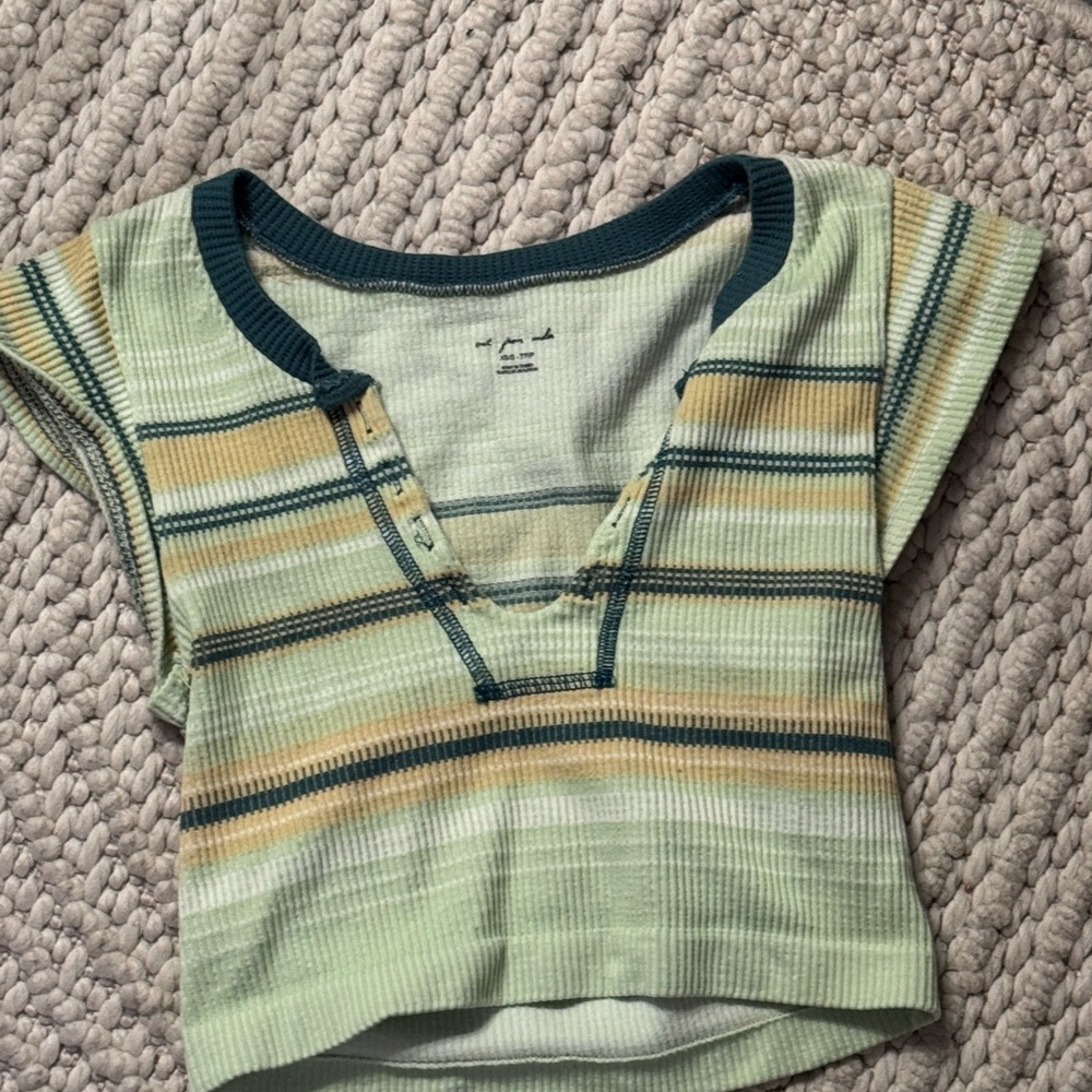 Urban Outfitters Kids Striped Green and Yellow Tee